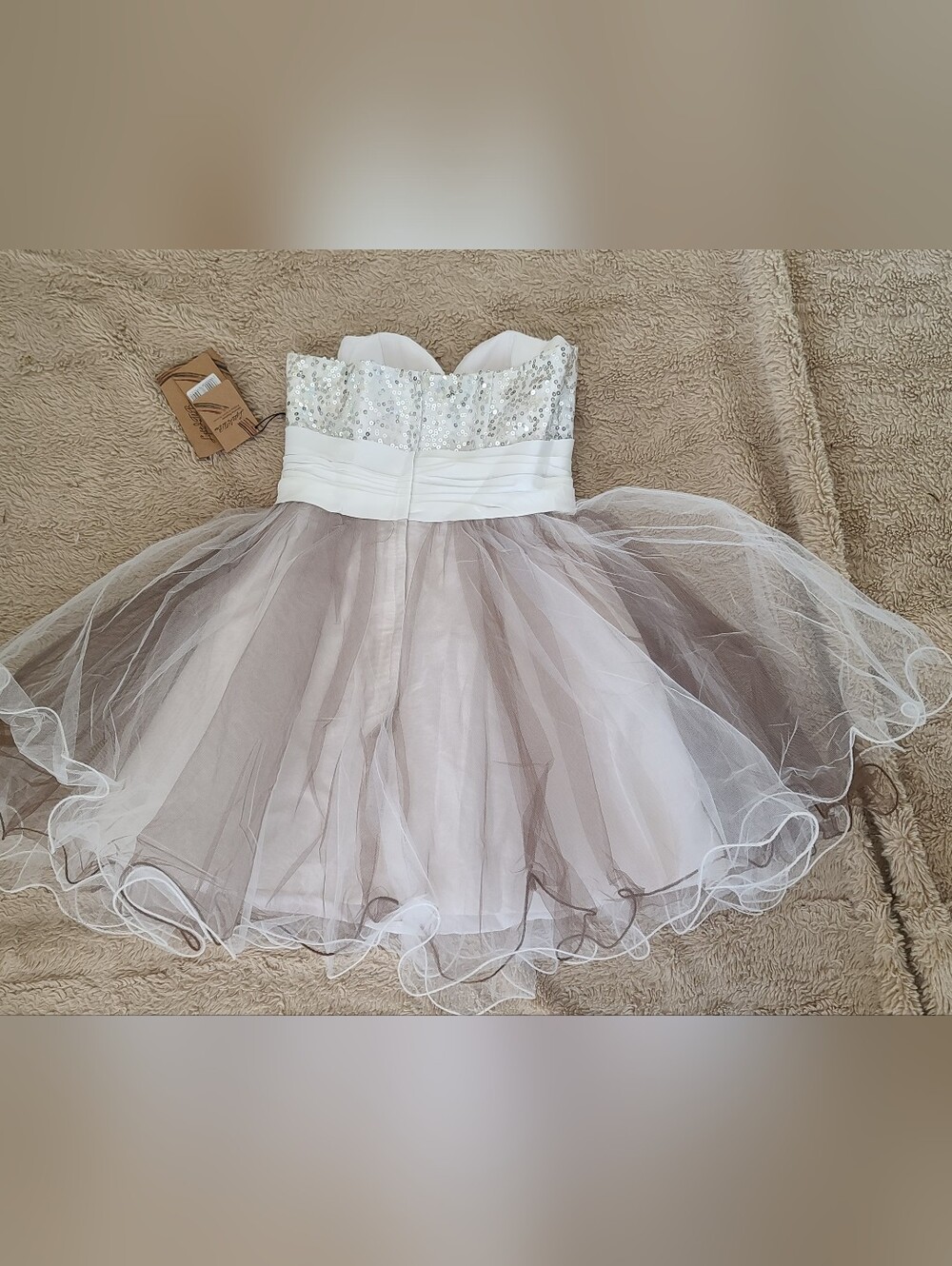 Nwt Light In The Box Silver Sequin & White Tulle Party Dress Size 6 - Picture 6 of 12